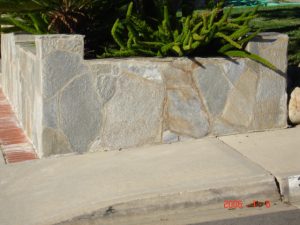 Flagstone planter wall built by AJM Construction Services, Orange County, CA
