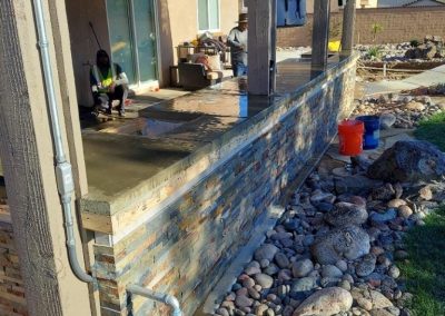BBQ ledger stone veneer with concrete countertop