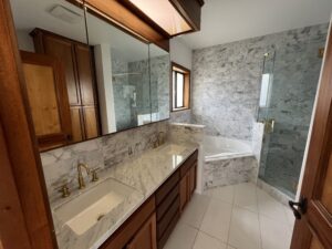 Marble tile Master Bathroom Floor and tile